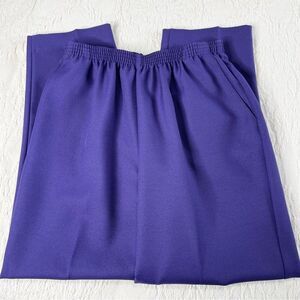 Alfred Dunner Purple Grandma Pants Elastic High Waist Comfy Tapered Ankle